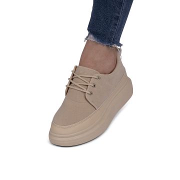 Sneakers dama din piele ecologica intoarsa Bej Rita Marimea 39