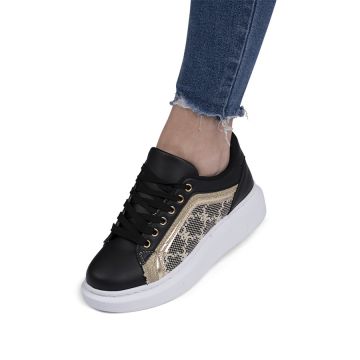 Sneakers dama din piele ecologica Negri Jeni Marimea 36