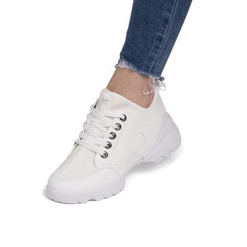 Sneakers dama din piele ecologica si material textil Albi Jimena Marimea 39