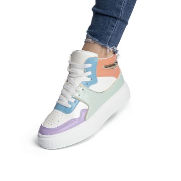 Sneakers dama Multicolor din piele ecologica cu insertii aurii Bonnie Marimea 36