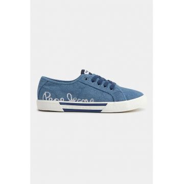 Pantofi sport de denim cu imprimeu logo