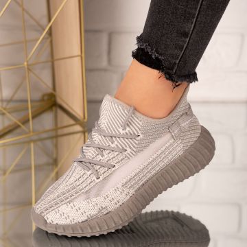 Sneakersi dama din material textil Gri Draga Marimea 37