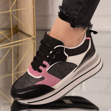 Sneakersi dama din piele ecologica Negri Holly Marimea 37