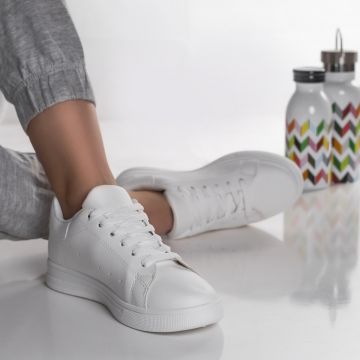 Adidasi dama albi din piele ecologica airam