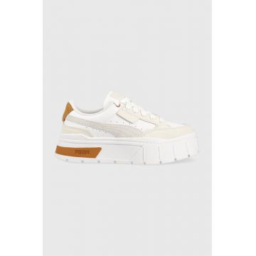 Puma sneakers din piele Mayze Stack Luxe Wns culoarea alb 387468