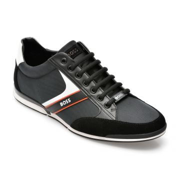 Pantofi sport HUGO BOSS negri, 1235, din material textil si piele naturala