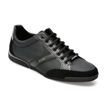 Pantofi sport HUGO BOSS negri, 1235, din material textil si piele naturala