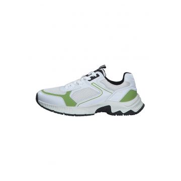 Pantofi sport de piele ecologica cu insertii textile