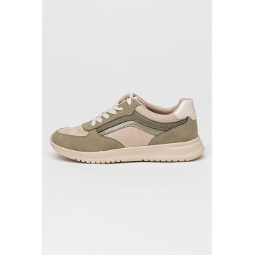 Pantofi sport din piele ecologica cu insertii din material textil Pantofi sport din piele ecologica cu insertii din material textil