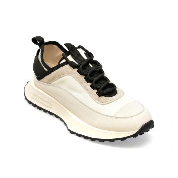 Pantofi GRYXX alb-negru, H7289, din piele naturala si material textil