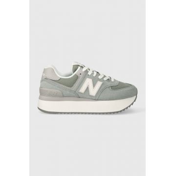 New Balance sneakers din piele întoarsă WL574ZSG culoarea turcoaz