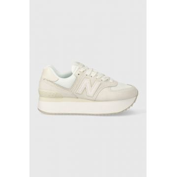 New Balance sneakers din piele întoarsă WL574ZSO culoarea bej