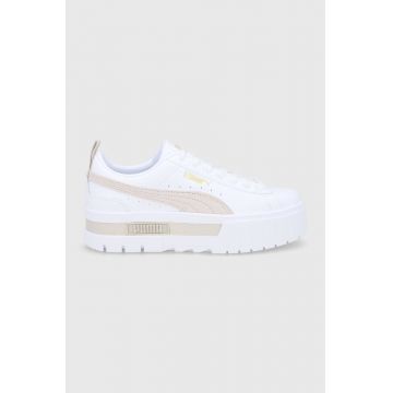 Puma pantofi Mayze Lth culoarea alb, cu platforma 381983-01