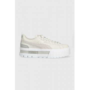 Puma pantofi Mayze Lth culoarea gri, cu platforma