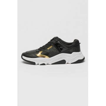 Pantofi sport cu detalii de piele Asher - Auriu/Negru