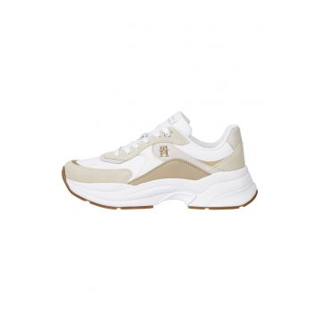 Pantofi sport de piele cu detalii de piele ecologica