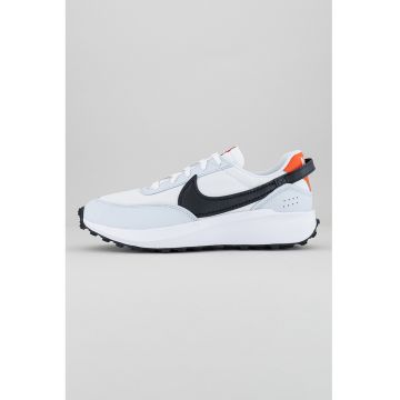 Pantofi sport din piele si material textil Waffle Debut - Alb/Negru/Albastru glaciar