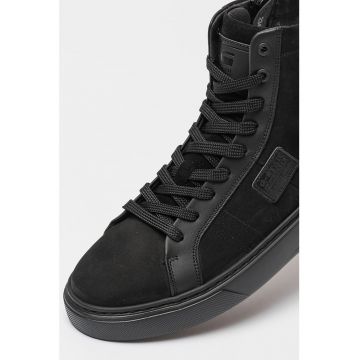 Pantofi sport high-top de piele si piele intoarsa