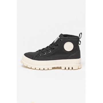 Pantofi sport mid-high din panza cu aspect masiv