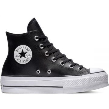 Tenisi cu platforma femei Converse Chuck Taylor All Star Lift Leather High Top 561675C, 36.5, Negru