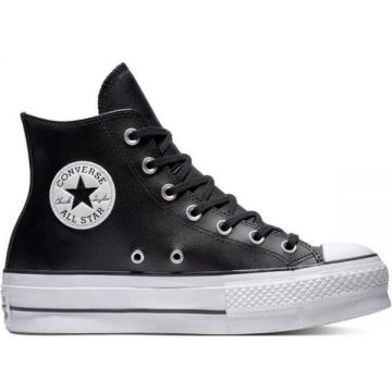 Tenisi cu platforma femei Converse Chuck Taylor All Star Lift Leather High Top 561675C, 39.5, Negru