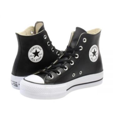 Tenisi femei Converse Chuck Taylor All Star Lift Leather High Top 561675C, 37, Negru