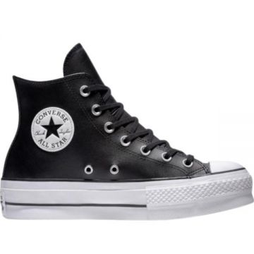 Tenisi femei Converse Chuck Taylor All Star Lift Leather High Top 561675C, 38, Negru