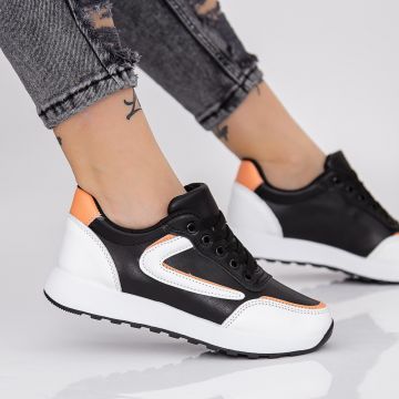 Pantofi Sport Dama 716-5 Negru-Portocaliu | Fashion