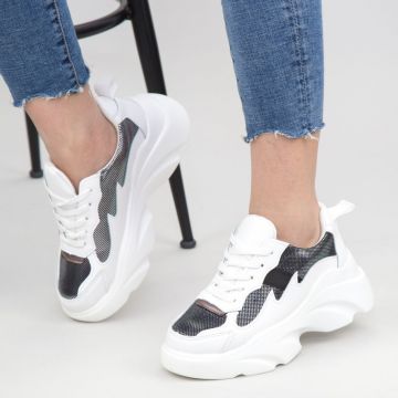 Pantofi Sport Dama cu Platforma 193 White | Mei