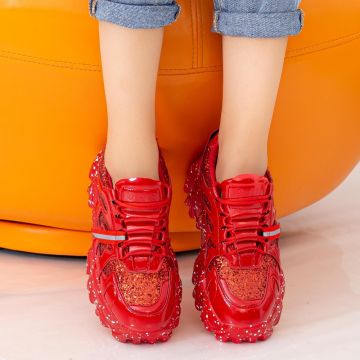 Pantofi Sport Dama cu Platforma NX98 Red | Mei