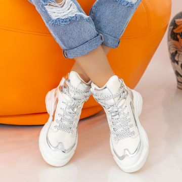 Pantofi Sport Dama cu Platforma SZ251 White | Mei