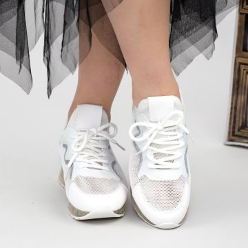 Pantofi Sport Dama cu Platforma SZ258 White | Mei