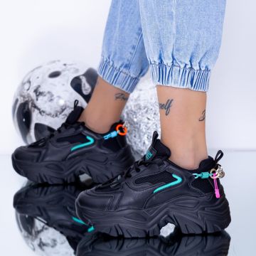 Pantofi Sport Dama cu Platforma WL118 Negru | Mei