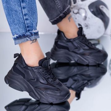 Pantofi Sport Dama cu Platforma WL167 Negru | Mei