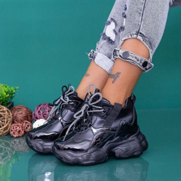 Pantofi Sport Dama cu Platforma WLGH70 Negru | Mei