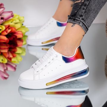 Pantofi Sport Dama JG32 Alb-Multicolor | Mei