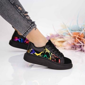 Pantofi Sport Dama JG37 Negru-Multicolor | Mei