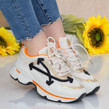 Pantofi Sport Dama LGDL2 White-Orange | Mei