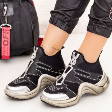 Pantofi Sport Dama SZ270 Negru-Argintiu | Mei