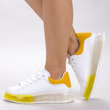 Pantofi Sport Dama YKQ195 White-Yellow | Mei