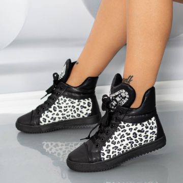 Pantofi Sport Dama F507 Negru-Leopard | Mei