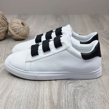 Adidasi Barbat Alb/Negru Cu Elastic Daisuke