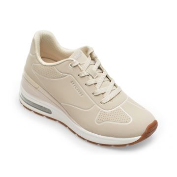 Pantofi SKECHERS albi, MILLION AIR, din piele ecologica