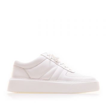 Sneakers damă din piele naturală, Leofex - 363 Alb Box