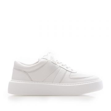 Sneakers damă din piele naturală, Leofex - 365 Alb Box