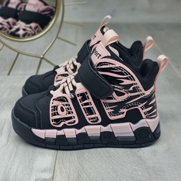 Sneakersi Fata Negru/Roz Cu Siret Tomi