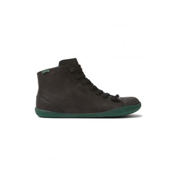 Pantofi sport casual mid-high de piele - Gri antracit