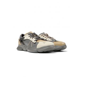 Pantofi sport din piele cu aspect contrastant