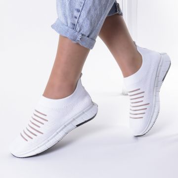 Adidasi albi material textil Delma