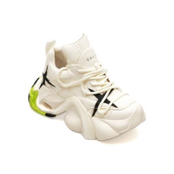 Pantofi EPICA albi, 631317, din piele naturala